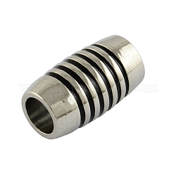 Barrel Brass Enamel Magnetic Clasps, Platinum, Black, 16x10mm, Hole: 5~6mm