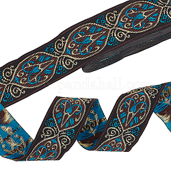 Nastro in poliestere in stile etnico, per accessori di abbigliamento, Modello floreale, nero, 1-1/4 pollice (33 mm), circa 7.66 iarde (7 m)/fascio