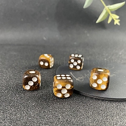 Natural Tiger Eye Classical 6-sided Dice, Reiki Energy Stone Toy, Cube, 15x15x15mm