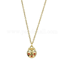 Ожерелье с подвеской из сплава и эмали в форме кошки, с 304 цепочкой из нержавеющей стали, золотые, 17.64 дюйм (44.8 см)