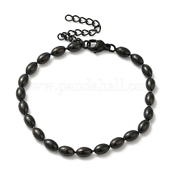 Ионное покрытие (ip) 304 овальные шариковые браслеты из нержавеющей стали для женщин, металлический черный, 6-3/4 дюйм (17 см)
