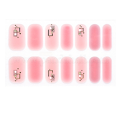 Cubierta completa nombre pegatinas de uñas, autoadhesivo, para decoraciones con puntas de uñas, coral luz, 24x8mm, 14pcs / hoja