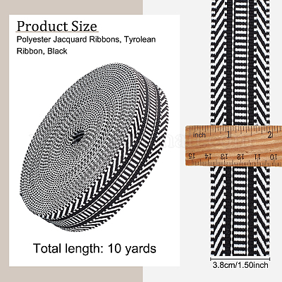 Wholesale OLYCRAFT 10Yards Black Jacquard Polyester Webbing 1-1/2
