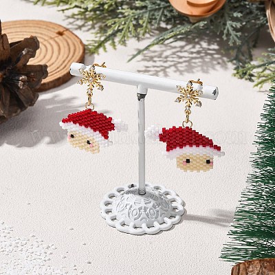 Weihnachtsmann-Ohrstecker aus Messing&nbsp;EJEW-MZ00498-1