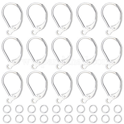 20pcs Stainless Steel French Earring Lever Back Ear Wire Hoop Open Loop Leverback  Earring Hooks for