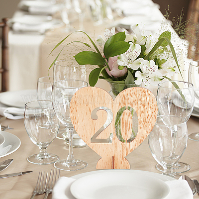 1-20 Wooden Table Numbers Heart Wood Numbers For Wedding Party Table  Decoration