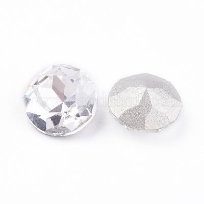 Cabochons de strass pointu dos et dos plaqué en verre&nbsp;RGLA-J012-10mm-001-1