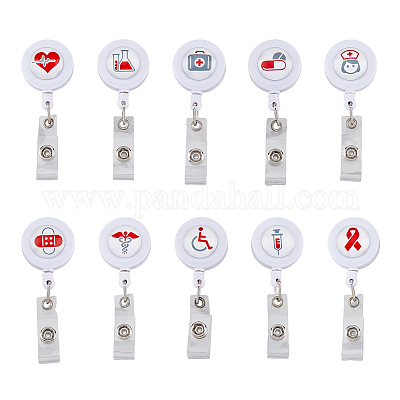 Wholesale SUPERFINDINGS 10 Patterns White Retractable Nurses Badge