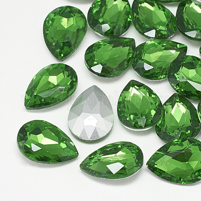 Cabochons en verre avec strass de dos avec point&nbsp;RGLA-T081-6x8mm-20-1