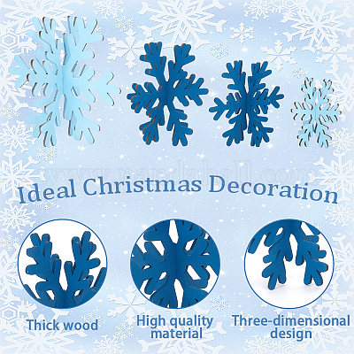 Wholesale CREATCABIN 8Pcs Christmas Wooden Snowflake Decor Winter Snowflake  Signs 3D Snowflake Tabletop Decor Large Snowflake Centerpiece Christmas  Tiered Display Decoration Ornaments for Xmas Home Party Blue 