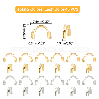 Wholesale DICOSMETIC 80Pcs 2 Colors Stainless Steel Wire Guardians 0.6mm  Hole U Shape Cable Protector Wire Guard Loops in Gold Color for Necklaces Bracelets  Beading Jewelry Craft Making 