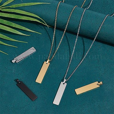UNICRAFTALE 30pcs Rectangle Shape Stainless Steel Charms Stamping Blank Tag Pendants 40x9x1mm Blank Rectangle Small Dainty Pendants Charms for