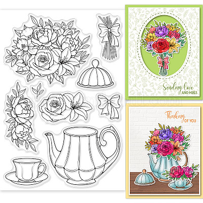 Shop GLOBLELAND Afternoon Tea Flowers Clear Stamps for DIY