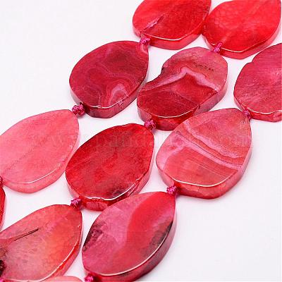 sold per strand 40 x 29mm Gemstone Bead Red Nature Agate Big Oval Ring