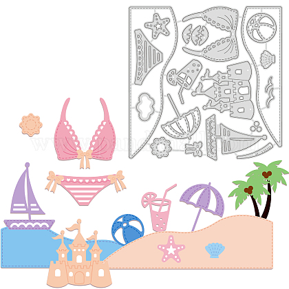 GLOBLELAND Beach Metal Cutting Dies Vacation Bikini Die Cuts for DIY Scrapbooking Festival Birthday Wedding Cards Making Album Envelope Decoration DIY-WH0263-0235-1