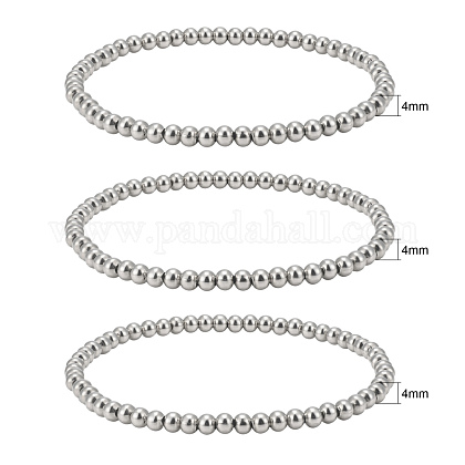 304 set di bracciali elastici in acciaio inossidabile per uomo donna BJEW-JB06675-1
