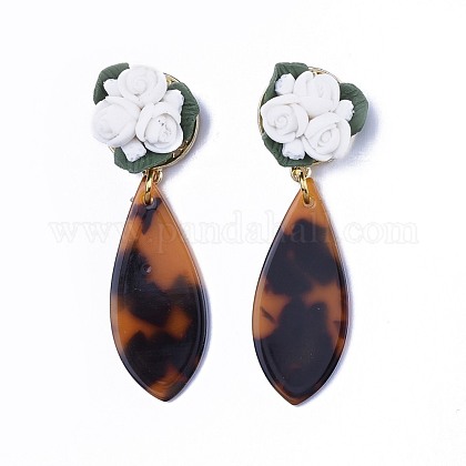 ティアドロップセルロースアセテート レジン ダングルスタッドピアス 手作りの磁器の花ビーズ 合金パーツ ステンレス鋼製およびプラスチック製のピアスキャッチ304個 サドルブラウン 55 57mm ピン 0 7mmの通販 Jp Pandahall Com