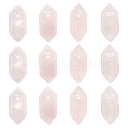 Pendentifs pointus à double borne en quartz rose naturel olycraft G-OC0004-05C-1