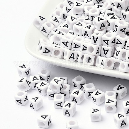 Perles européennes de lettre en acrylique OPDL-R050-10mm-A-1