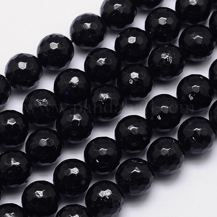 Facettes brins ronds de perles de rondmaline noire naturelle G-I160-02-12mm-1