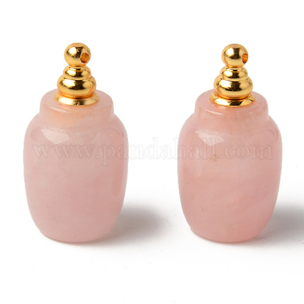 天然宝石の開閉可能な香水瓶のペンダント  真鍮パーツ  35.5x19mm  穴：1.6mm  容量：1ml（0.03液量オンス） G-R478-004A-1