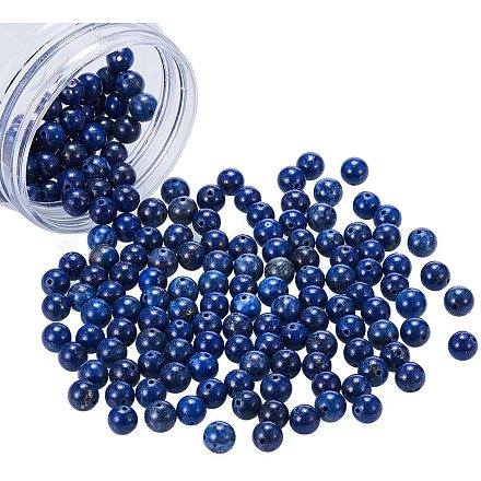 N Perlen ca. 180 Stück 8mm natürliche blaue Lapislazuli Perlen Edelstein runde lose Perlen Schmuckherstellung G-NB0001-03-1