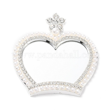 Espejo de maquillaje con corona de rhinestone y perlas PALLOY-K008-04P-1