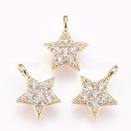 Brass Micro Pave Cubic Zirconia Charms X-KK-P157-03G-NF-1