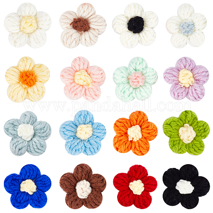 Arricraft 32 pièces 16 couleurs accessoires d'ornement de tricot en coton faits à la main DIY-AR0002-09-1