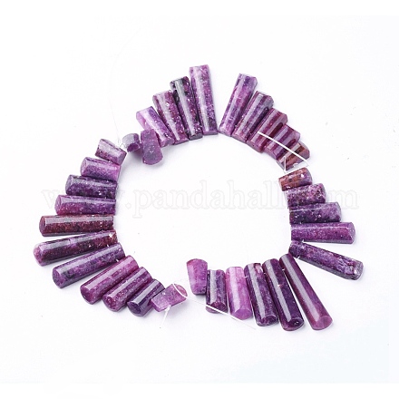 Lepidolita natural / hebras de perlas de piedra de mica púrpura G-F626-02-1