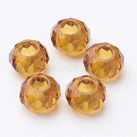 Увлекательный нет металлическим сердечником Rondelle золото очарование стекла большой отверстие европейские шарики подходит браслеты & ожерелья X-GDA007-50-1
