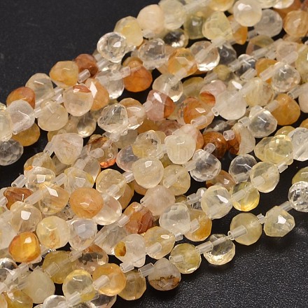 Faceted Drop Natural Yellow Hematoid Quartz Beads Charms Strands G-I176-36-1