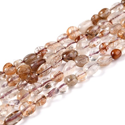 Chapelets de perles en quartz de rutile naturel G-G018-47-1