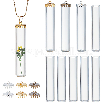 Pandahall elite 9 set di pendenti per bottiglie di vetro trasparente a 3 colori GLAA-PH0002-35-1
