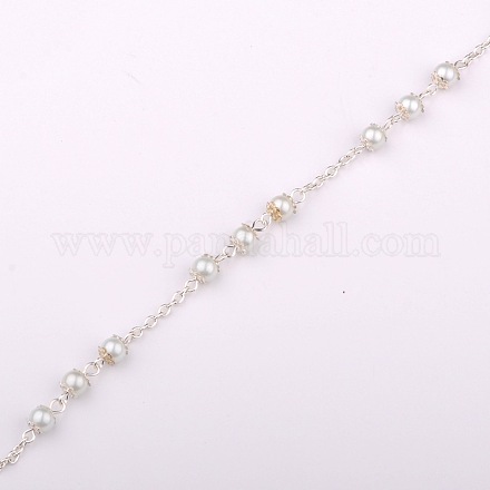 Handmade Round Glass Pearl Beads Chains for Necklaces Bracelets Making X-AJEW-JB00056-01-1