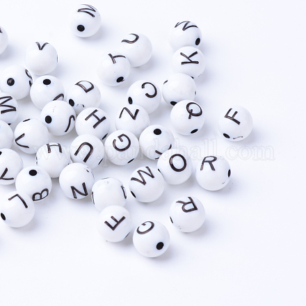 Perles de lettre de trou horizontal acryliques artisanales SACR-S201-02-1