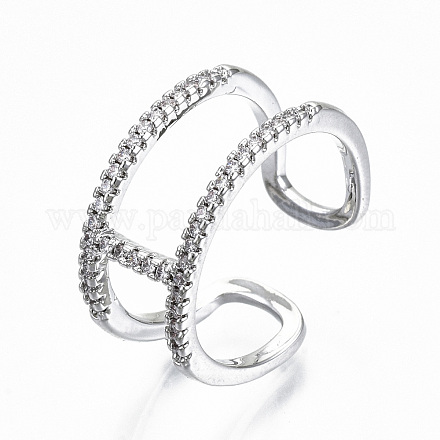 Латунные кольца из манжеты с прозрачным цирконием RJEW-S045-020P-NR-1
