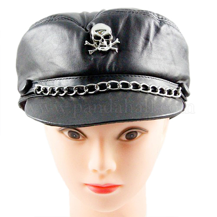 Punk Leather Skull and Twisted Chain Caps AJEW-O018-01-1