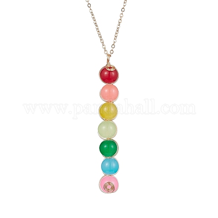 Разноцветные стеклянные круглые ожерелья с подвесками из бисера NJEW-JN04581-01-1