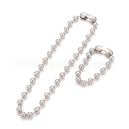 304 Stainless Steel Ball Chain Necklace & Bracelet Set STAS-D181-02P-02B-1