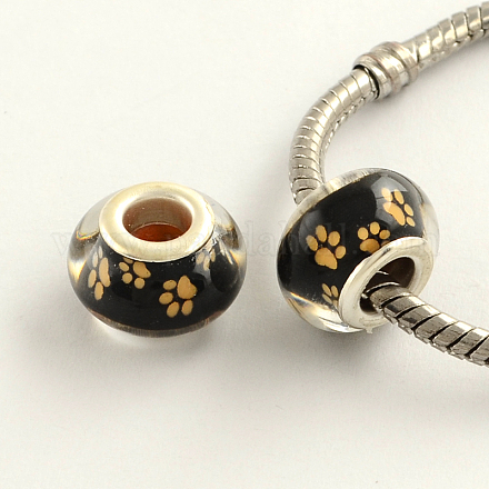 Large Hole Dog Paw Prints Pattern Resin European Beads OPDL-Q128-12A-1