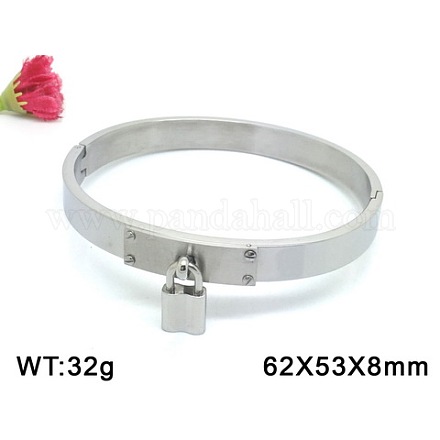 Bracelets en 304 acier inoxydable avec breloque de serrure BJEW-BB14669-P-1