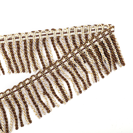 Bordatura con nappine in corda intrecciata in poliestere bicolore DIY-WH0304-703A-1