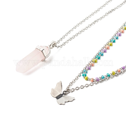 Set di collane con ciondolo proiettile e farfalla per regalo donna NJEW-JN03652-1