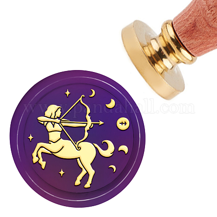 Brass Wax Seal Stamp with Handle AJEW-WH0184-0350-1