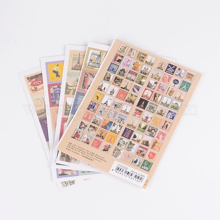 Forme de timbre étiquette de papier de bricolage image paster autocollants AJEW-L058-49-1