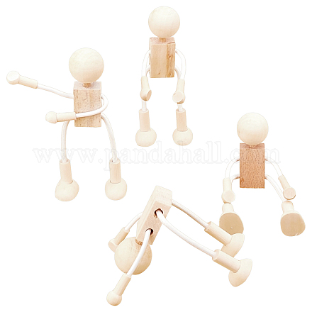 Juguetes de robot de madera en blanco sin terminar DIY-WH0097-05-1