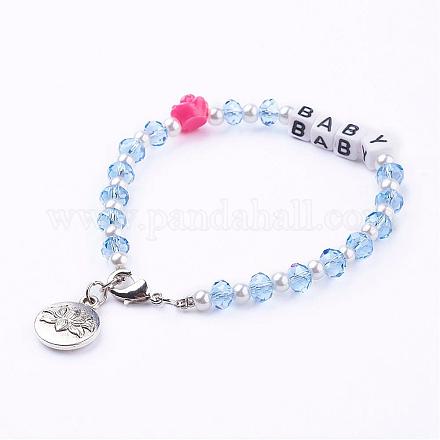 Faceted Abacus Glass Beads Bracelets BJEW-JB03147-02-1