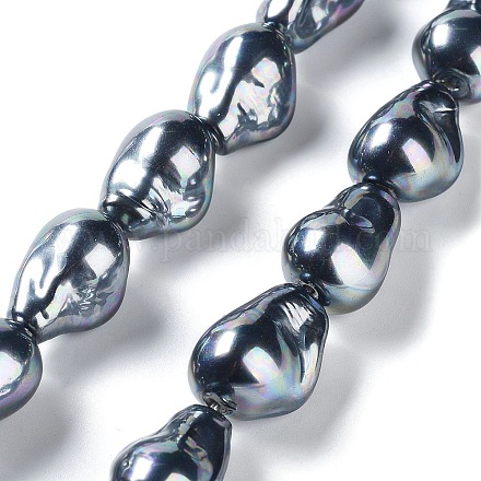 Electroplated Shell Pearl Beads Strands BSHE-G035-01A-02-1