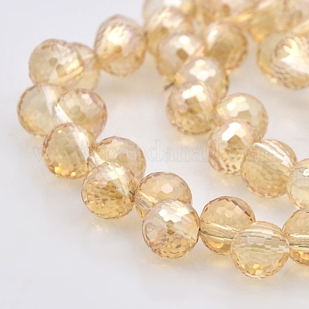 Perle lustre plaqué verre à facettes perles rondes brins GLAA-A026-8mm-PL01-1